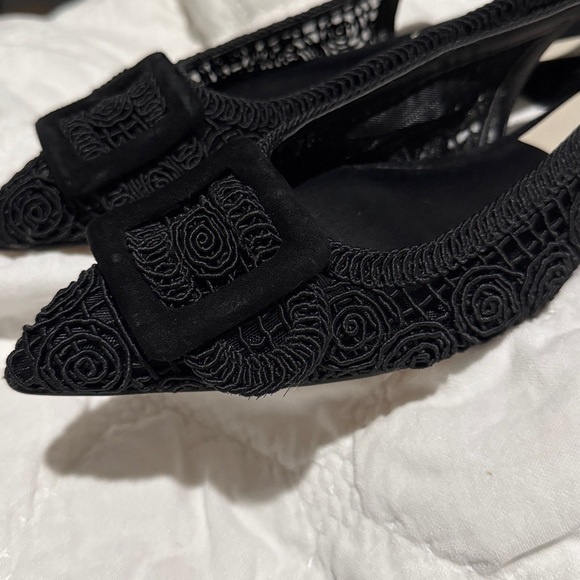 Dolce Vita Pauly Macrame Slingback Sandals Black Size 9 Brand New Flats Elegant - Picture 8 of 8